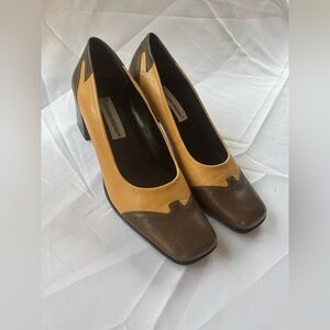 Etienne Aigner Tan and Brown Heels